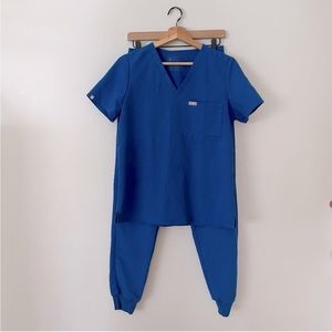 Figs Scrub Set Royal Blue Casma 3 Pocket Top Zamora Joggers Women’s Size Small